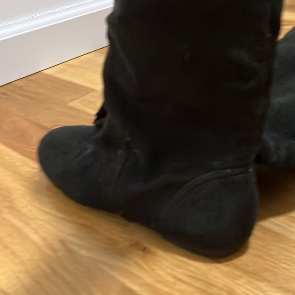 (Used) Good condition faux suede floppy black boots Mid length Size 6 - Picture 5 of 6